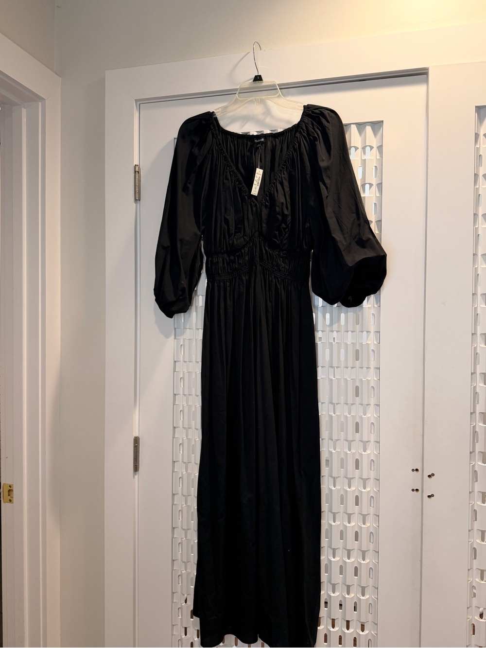 Madewell Black Puff-Sleeve Maxi Dress NWT